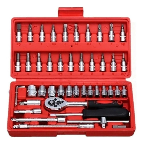 Kit 46 Pçs Soquetes Chave Catraca Jogo Allen Torx Sextavado - mondomio