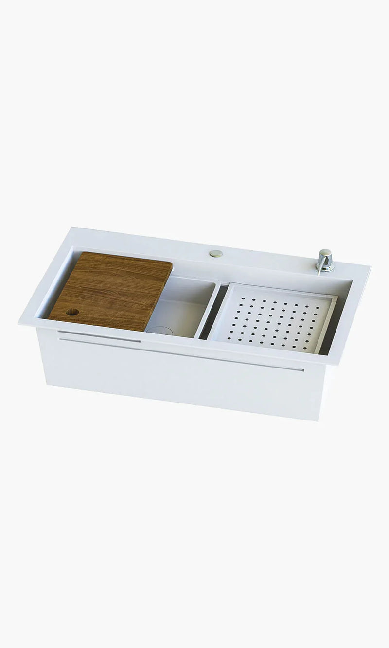 Cuba para Cozinha Gourmet com Acessórios 75 x 46 x 21cm Branco - Konnen Metais