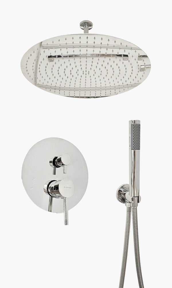 Ducha Chuveiro 50 cm de Teto Redondo Kit com Ducha Manual e Registro Monocomando