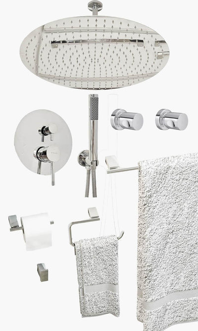 Kit Área de Banho - Cromado - Round - 50- Registro Monocomando com Ducha Manual Mondo Mio