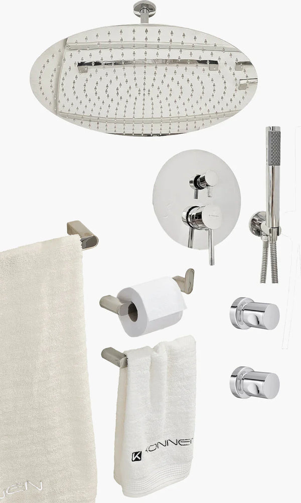Kit Área de Banho - Cromado - Round - 50- Registro Monocomando com Ducha Manual