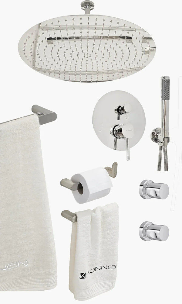 Kit Área de Banho - Cromado - Round - 50- Registro Monocomando com Ducha Manual