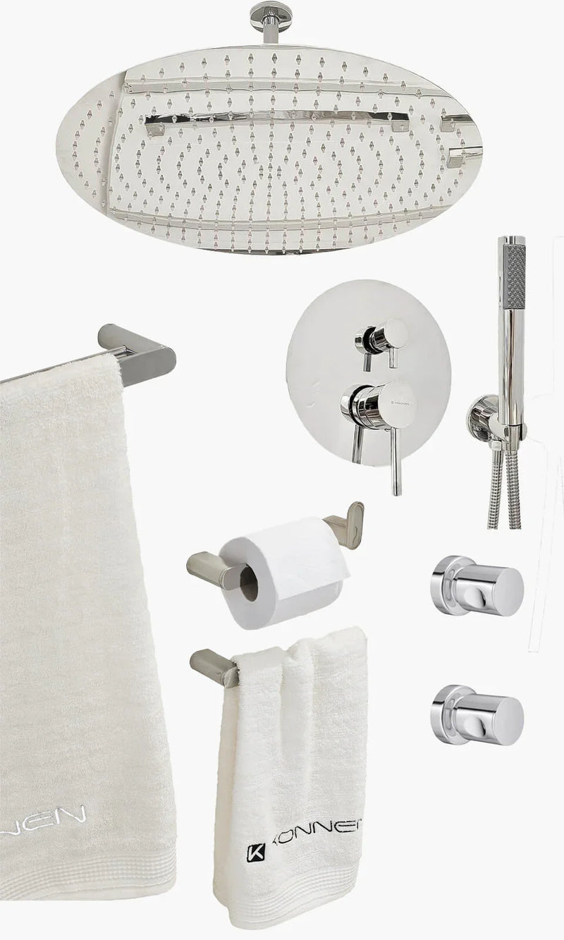 Kit Área de Banho - Cromado - Round - 50- Registro Monocomando com Ducha Manual