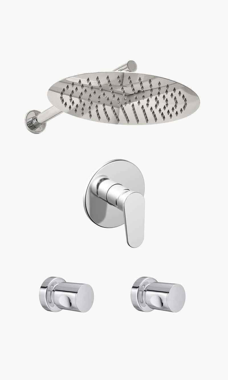 Kit Área de Banho - Cromado - Round - Registro Monocomando com Base - Konnen Me