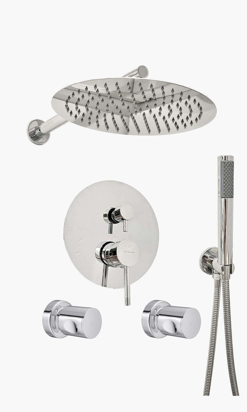 Kit Área de Banho - Cromado - Round - Registro Monocomando com Ducha Manual - K