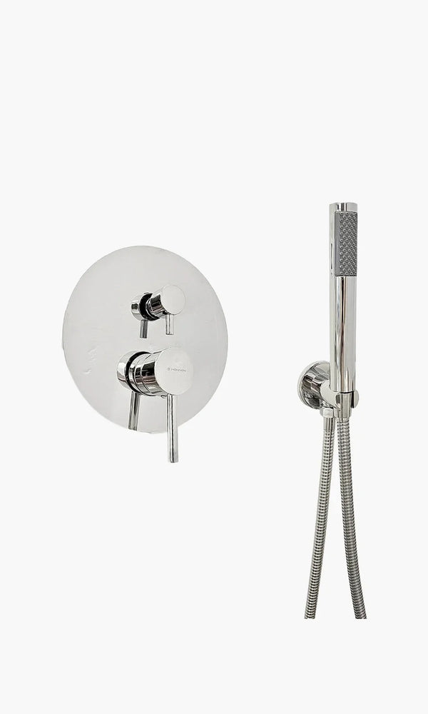 Kit Área de Banho - Cromado - Round - Registro Monocomando com Ducha Manual e A