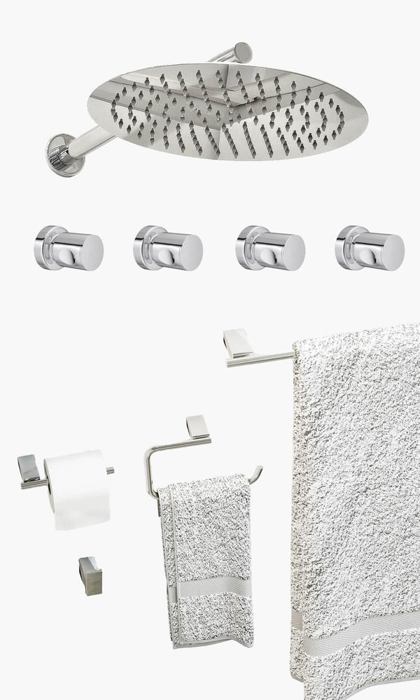 Kit Área de Banho - Cromado - Round - Registro Simples com Acessórios Atlantis