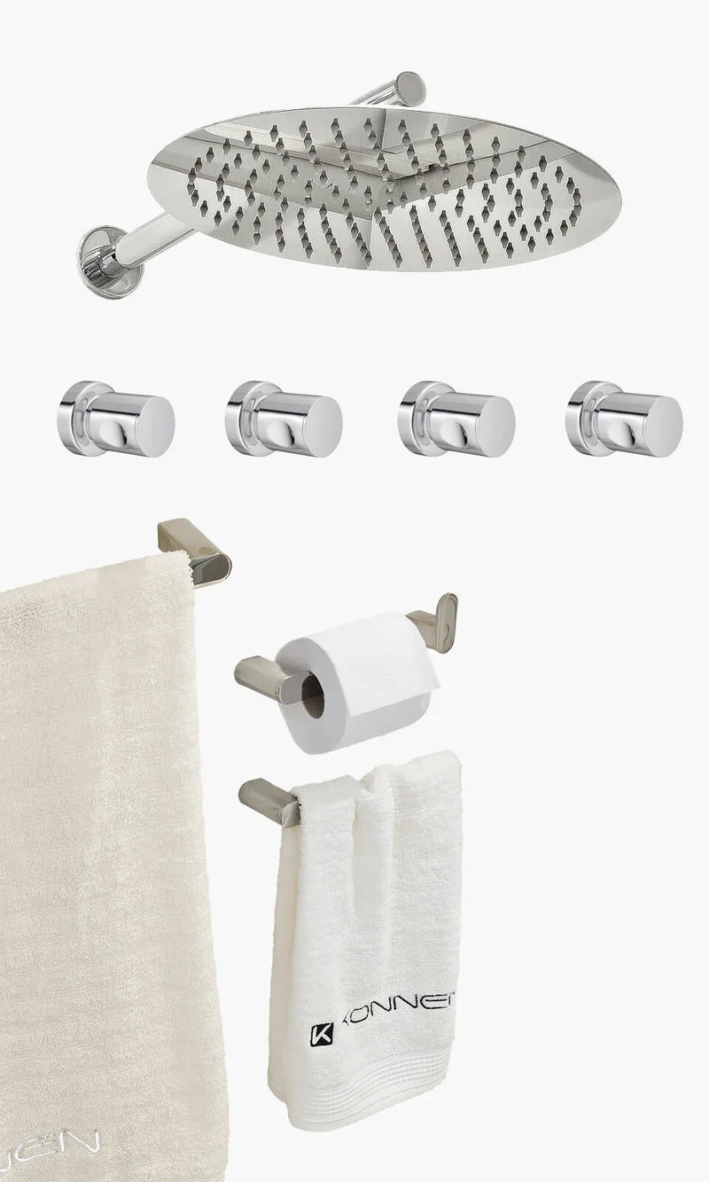 Kit Área de Banho - Cromado - Round - Registro Simples com Acessórios Round -
