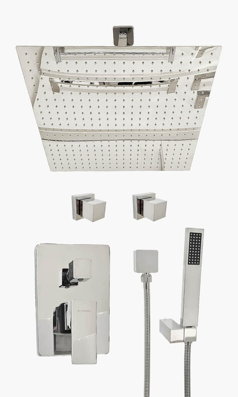 Kit Área de Banho - Cromado - Square - 50- Registro Monocomando com Ducha Manua