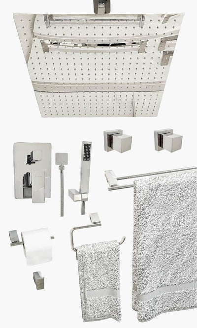 Kit Área de Banho - Cromado - Square - 50- Registro Monocomando com Ducha Manual Mondo Mio