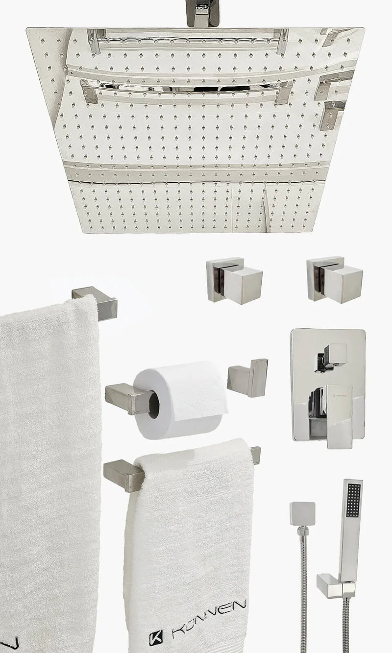 Kit Área de Banho - Cromado - Square - 50- Registro Monocomando com Ducha Manua