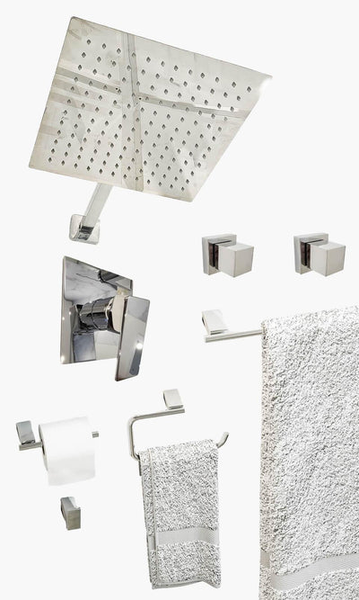 Kit Área de Banho - Cromado - Square - Acabamento de Registro Monocomando Mondo Mio