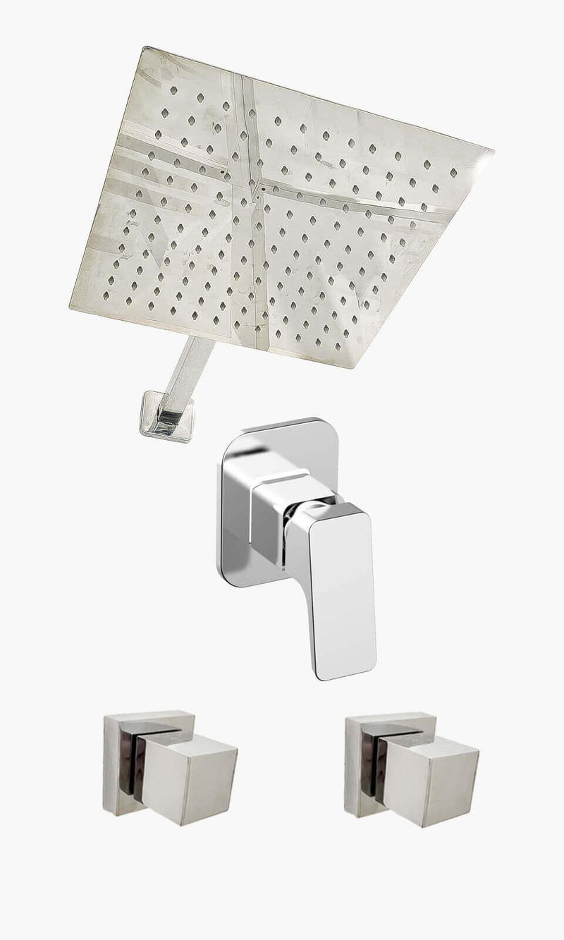 Kit Área de Banho - Cromado - Square - Registro Monocomando com Base - Konnen M