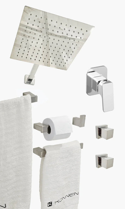 Kit Área de Banho - Cromado - Square - Registro Monocomando com Base e Acessório Mondo Mio