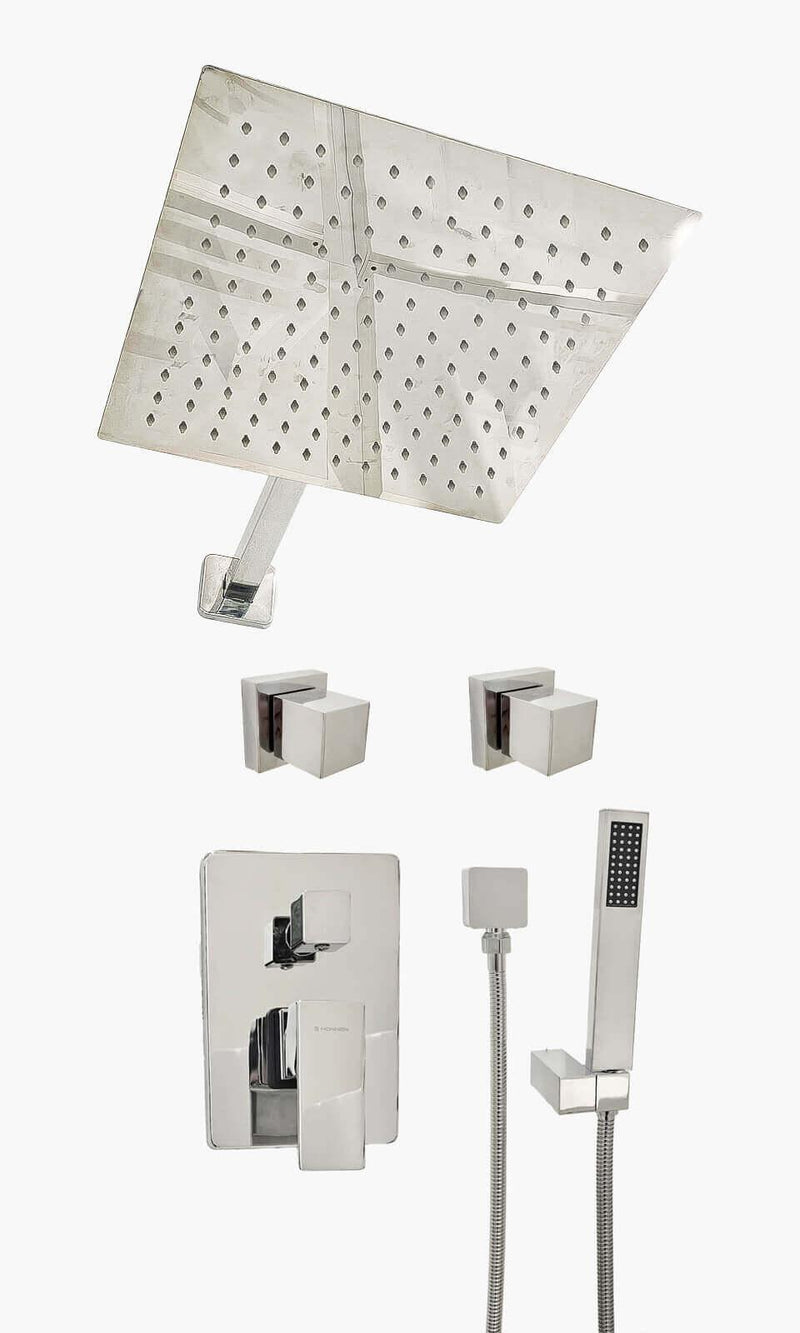 Kit Área de Banho - Cromado - Square - Registro Monocomando com Ducha Manual -