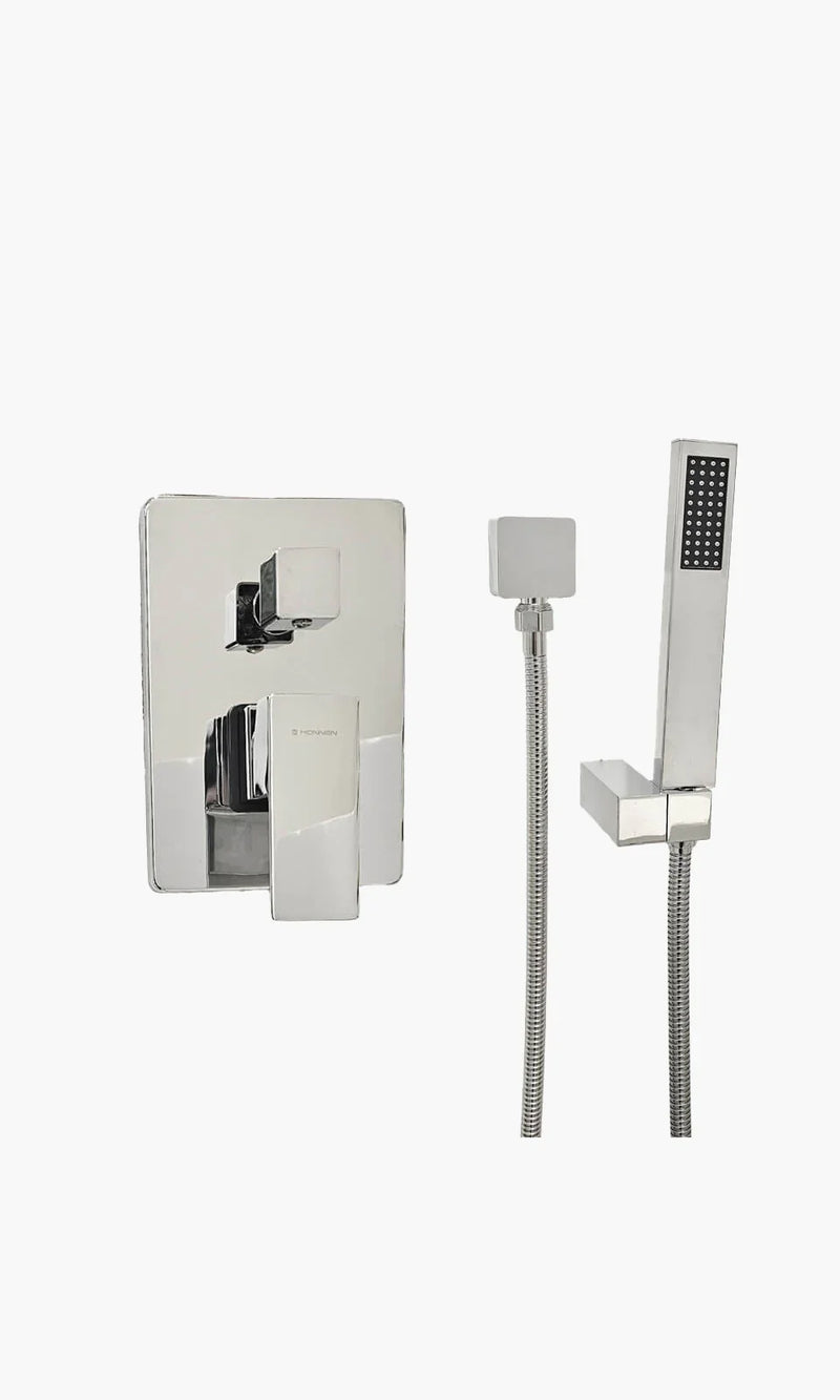 Kit Área de Banho - Cromado - Square - Registro Monocomando com Ducha Manual e