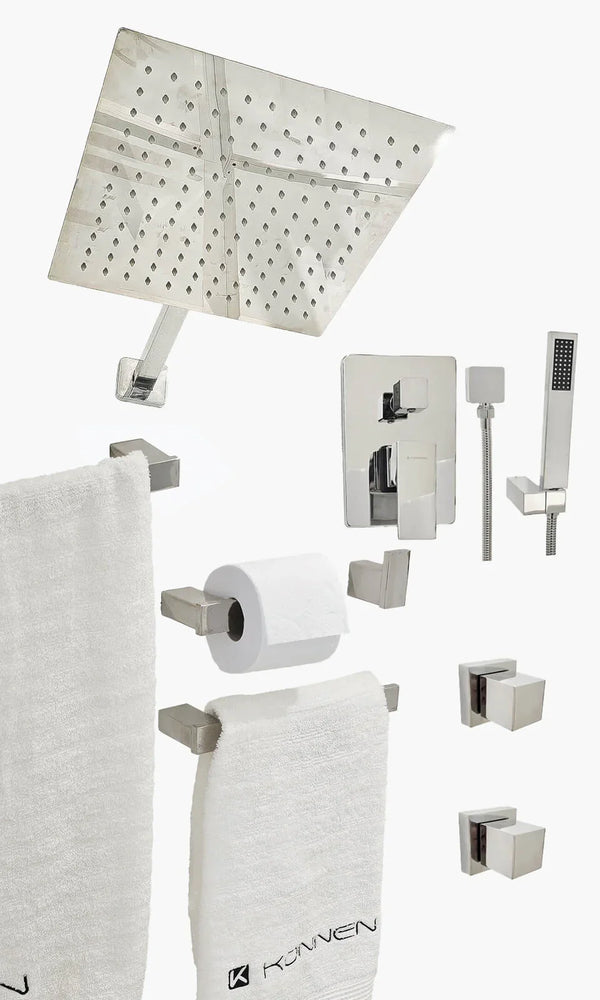 Kit Área de Banho - Cromado - Square - Registro Monocomando com Ducha Manual e