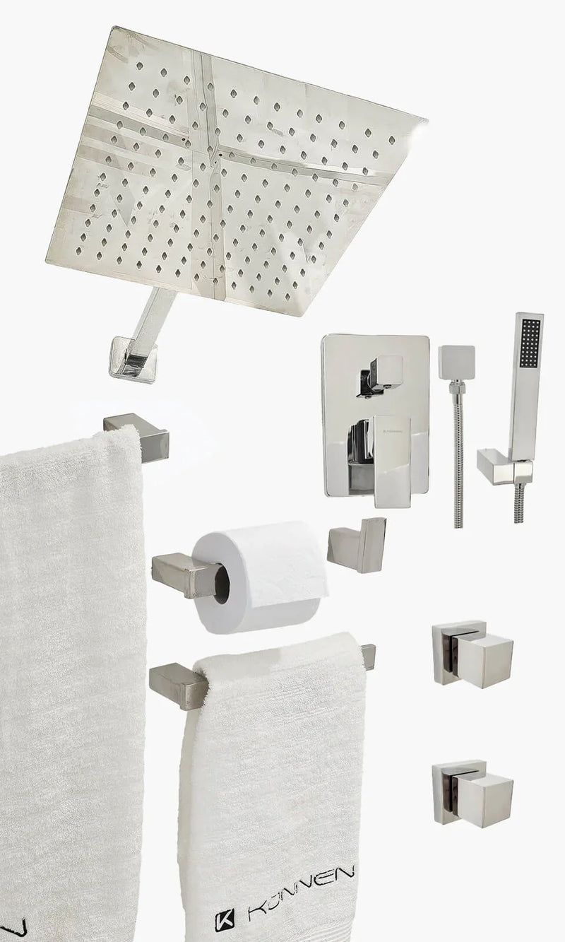 Kit Área de Banho - Cromado - Square - Registro Monocomando com Ducha Manual e