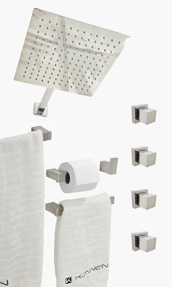 Kit Área de Banho - Cromado - Square - Registro Simples com Acessórios Square