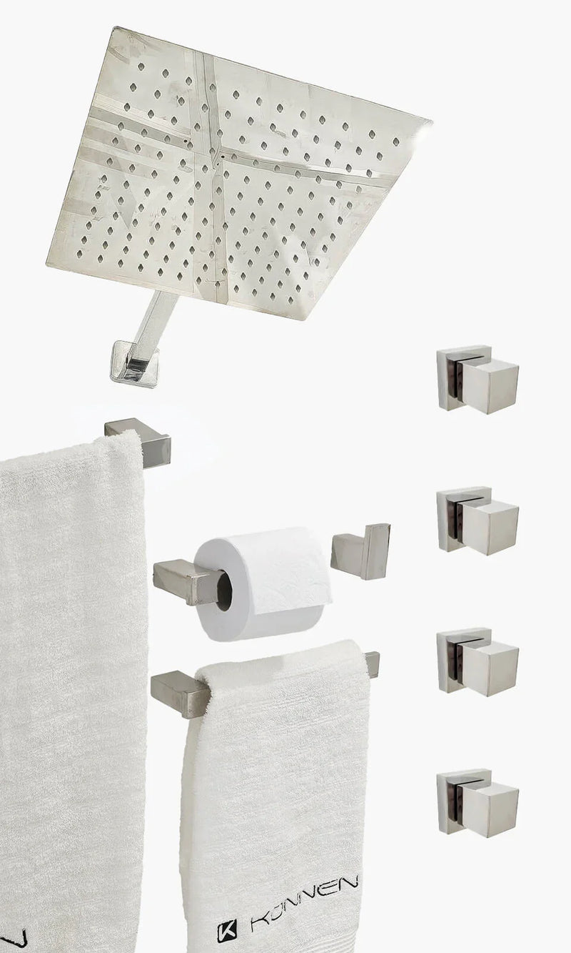 Kit Área de Banho - Cromado - Square - Registro Simples com Acessórios Square