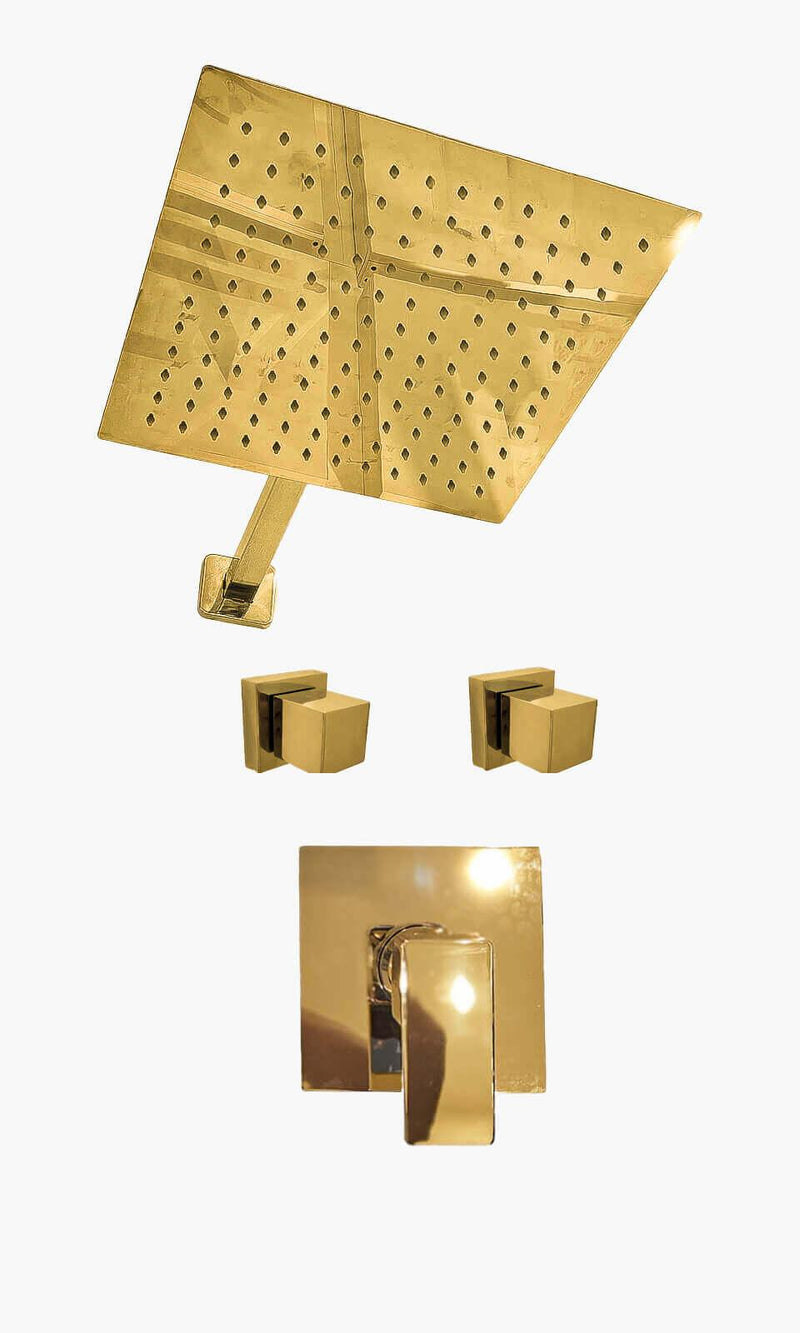 Kit Área de Banho - Dourado - Square - Acabamento de Registro Monocomando - Kon