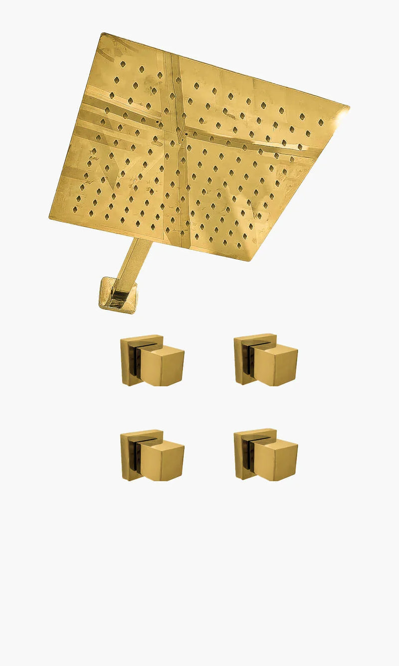 Kit Área de Banho - Dourado - Square - Registro Simples - Konnen Metais - KD30-