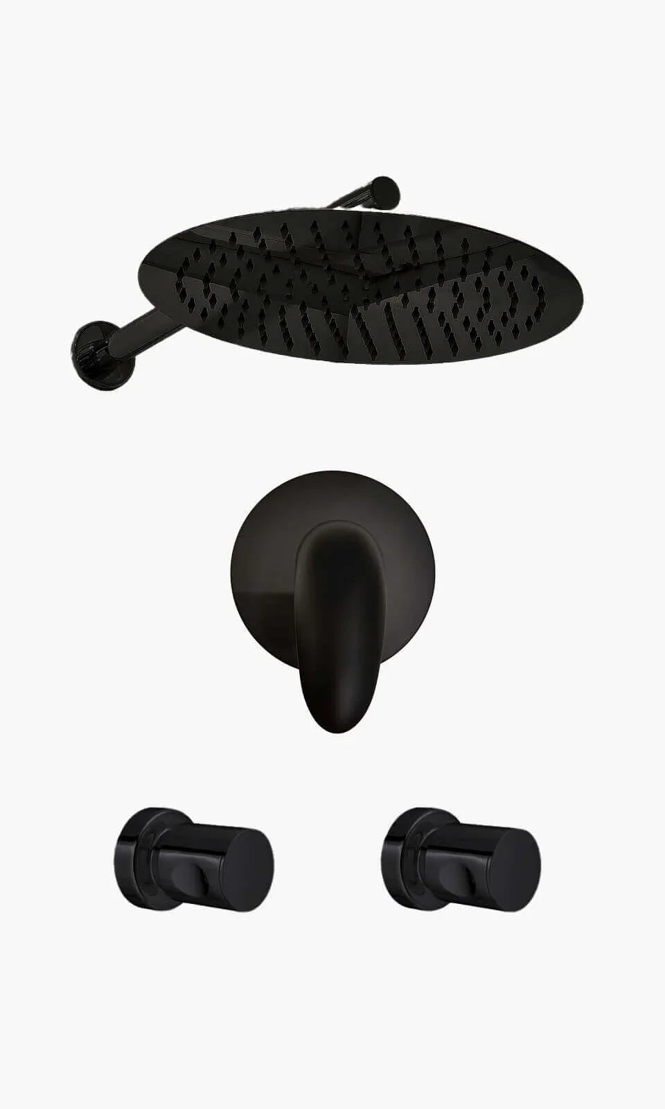 Kit Área de Banho - Preto Fosco - Round - Acabamento de Registro Monocomando - Mondo Mio