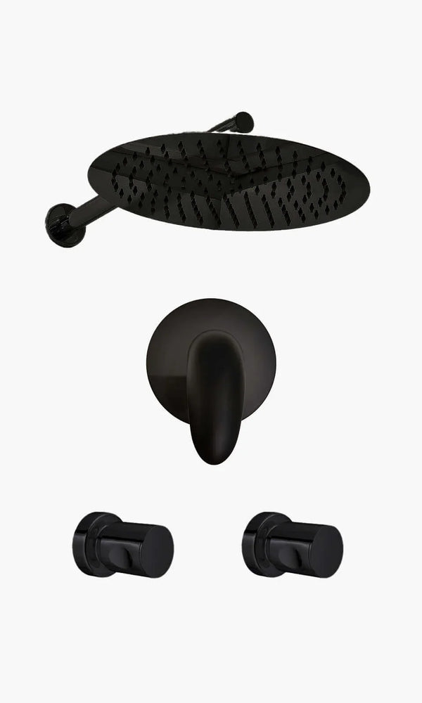 Kit Área de Banho - Preto Fosco - Round - Acabamento de Registro Monocomando -