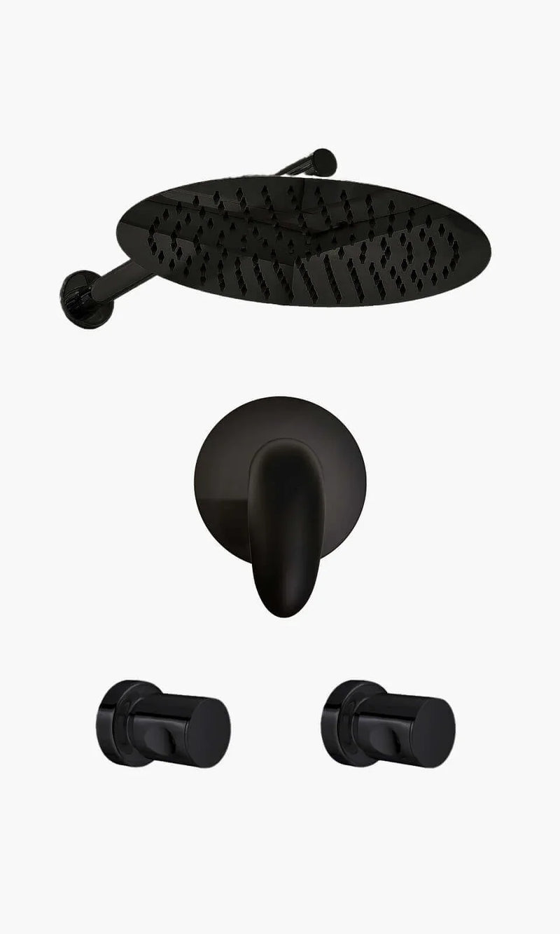 Kit Área de Banho - Preto Fosco - Round - Acabamento de Registro Monocomando -