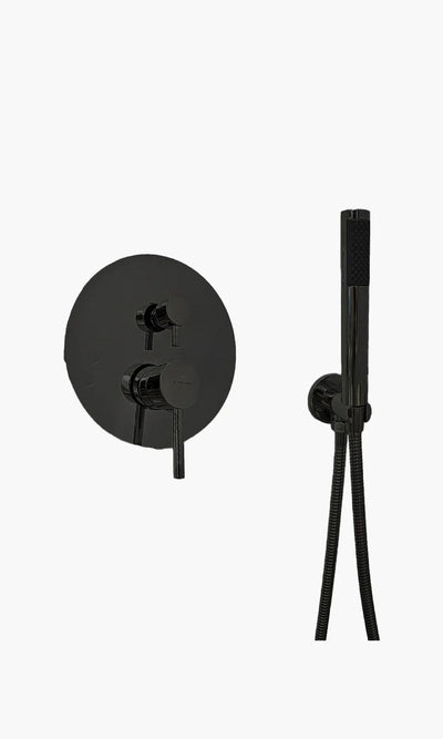 Kit Área de Banho - Preto Fosco - Round - Registro Monocomando com Ducha Manual Mondo Mio