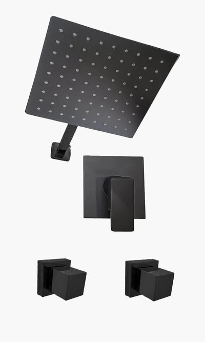 Kit Área de Banho - Preto Fosco - Square - Acabamento de Registro Monocomando - Mondo Mio