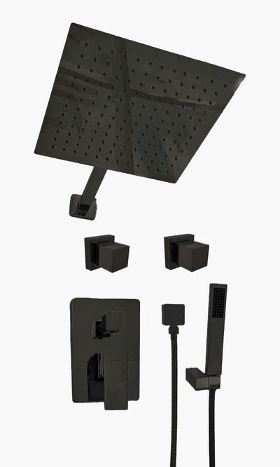 Kit Área de Banho - Preto Fosco - Square - Registro Monocomando Mondo Mio