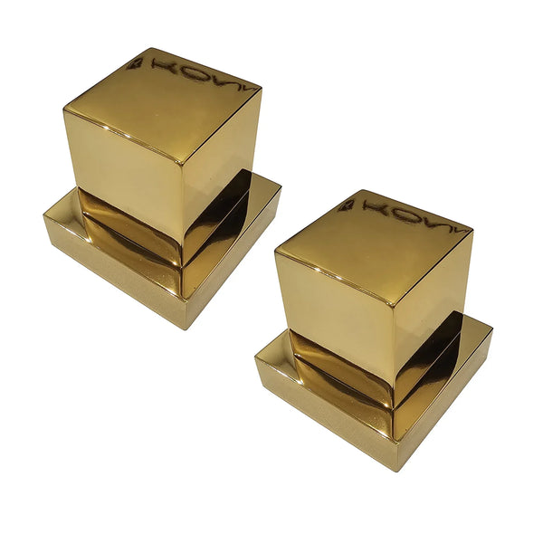 Acabamento para Registro Square Dourado Polido - Konnen Metais - em Metal padrã