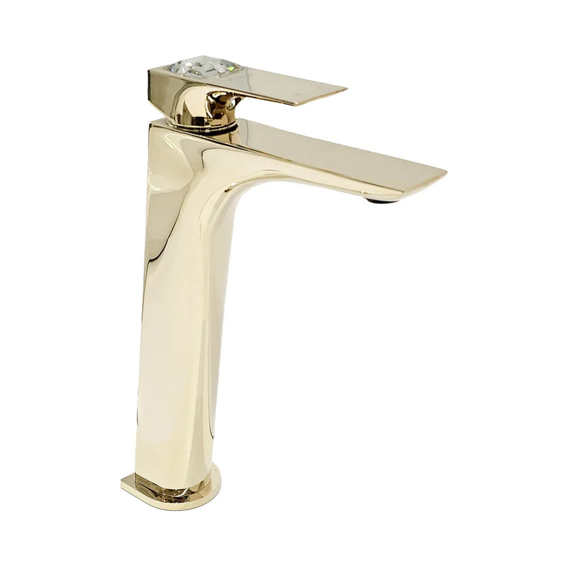 Kit Lavatório - Dourado - Torneira Bica Alta Crystal com Válvula Universal e S
