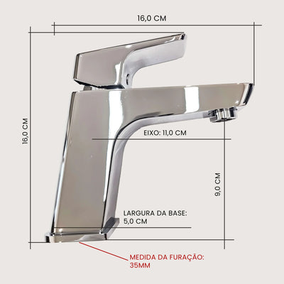 Torneira para Banheiro Monocomando Bica Baixa - Mondo Mio - Balance Baixa