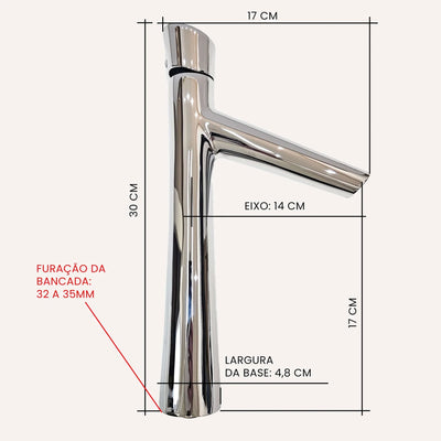 Torneira para Banheiro Monocomando Bica Alta - Mondo Mio - Flow Alta - SD925