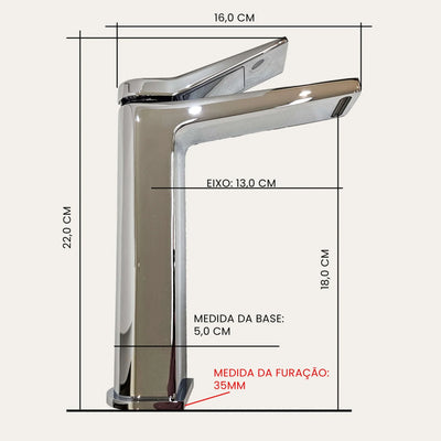 Torneira para Banheiro Monocomando Bica Alta - MondoMio - Angle Alta - SD91