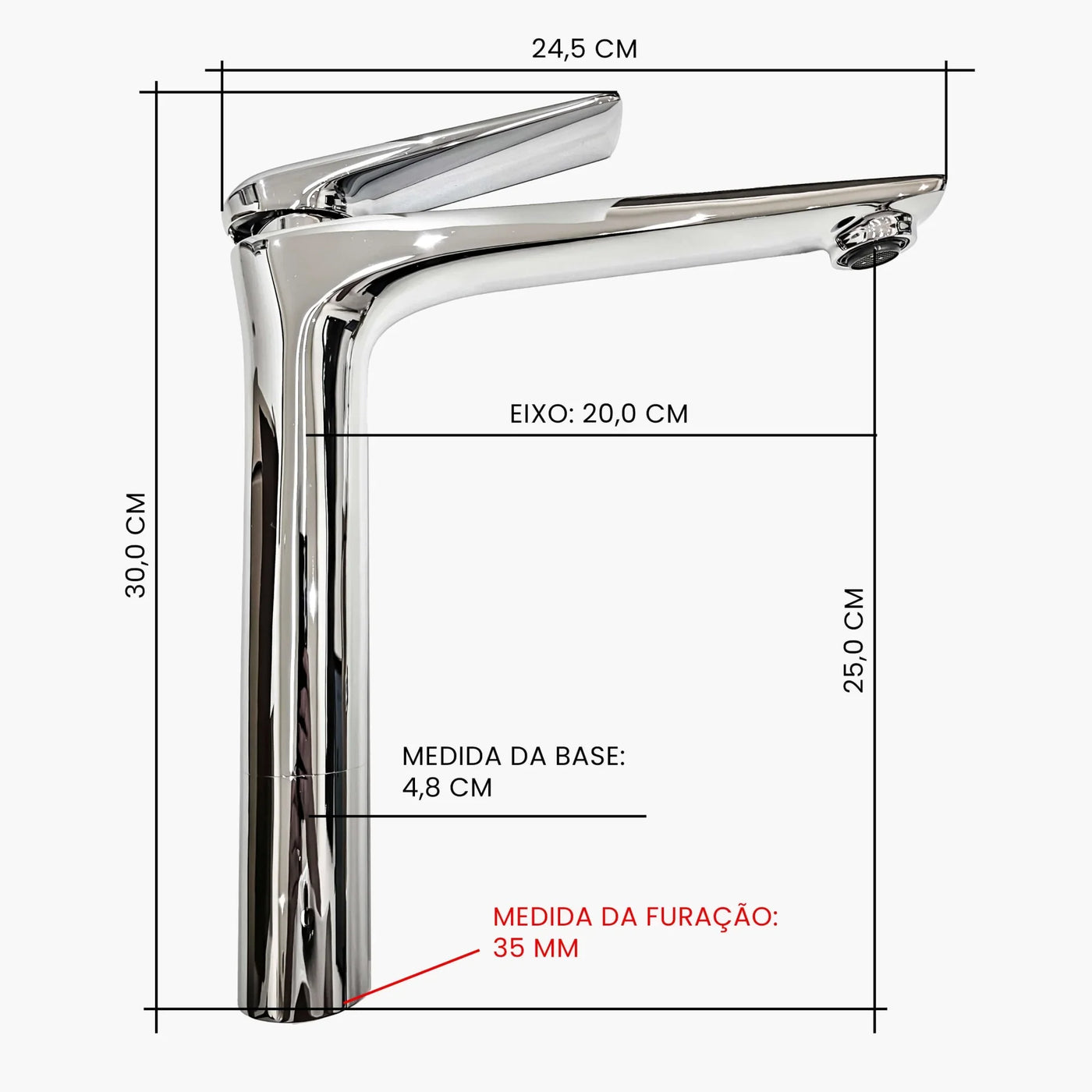 Torneira para Banheiro Monocomando Bica Alta - Mondo Mio - Ballet Alta - SD9