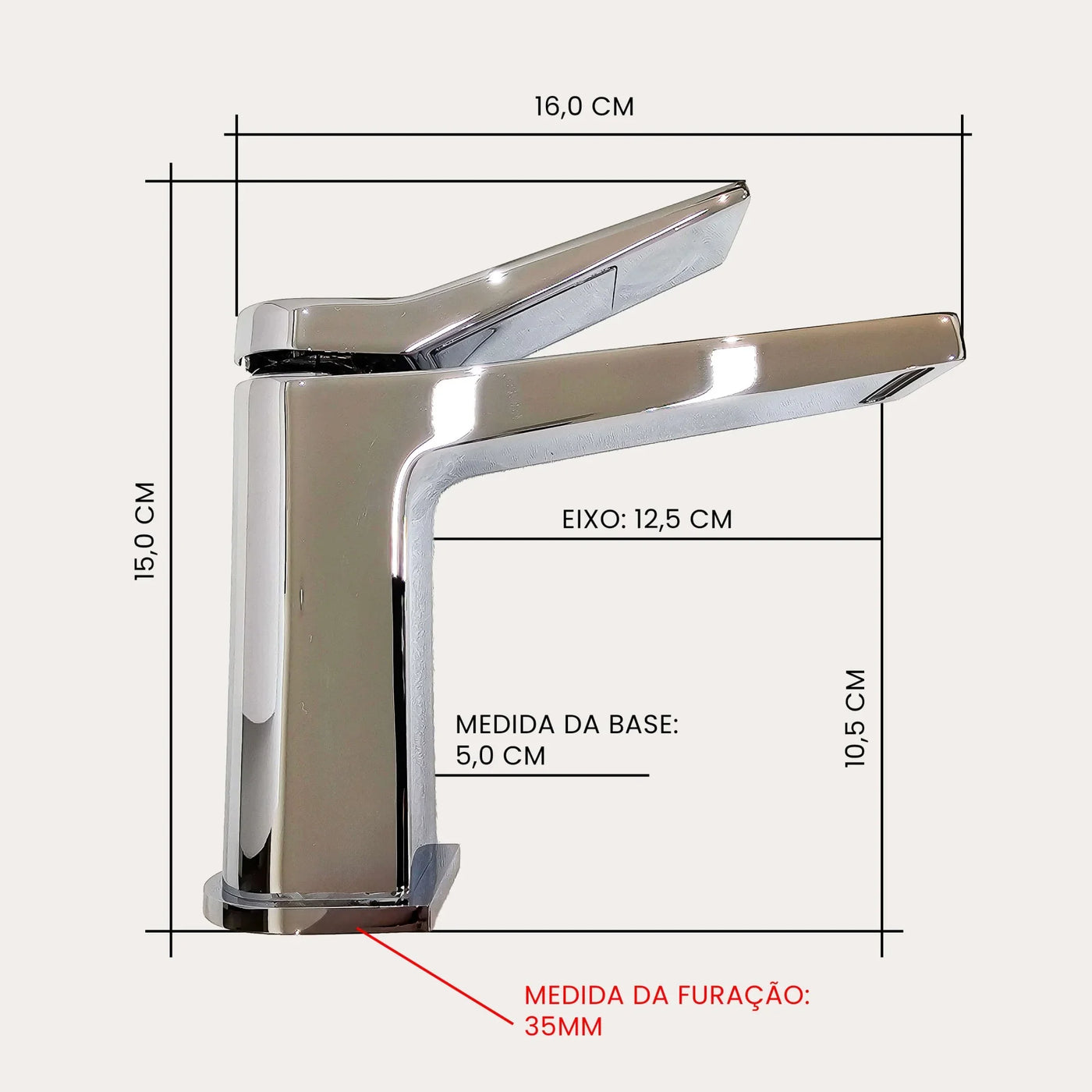 Torneira para Banheiro Monocomando Bica Baixa - Angle Baixa - Mondo Mio