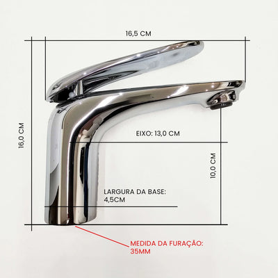 Torneira para Banheiro Monocomando Bica Baixa - Mondo Mio - Curves Baixa - S