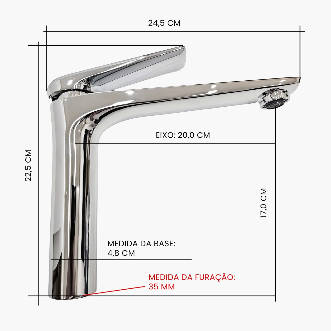 Torneira para Banheiro Monocomando Bica Media - MondoMio - Ballet Media - S