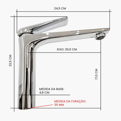 Torneira para Banheiro Monocomando Bica Media - MondoMio - Ballet Media - S